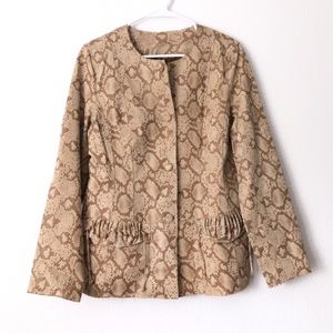 Chi by Falchi Vintage Boho 100% Leather Snake Print Western Jacket Medium